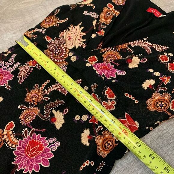 Vintage Ruby Rox Black Paisley Floral Midi Dress Wrap Lettuce Medium M - Picture 9 of 9